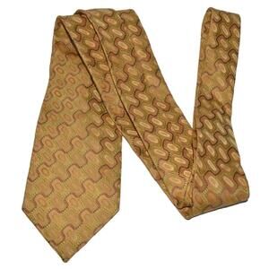 Ermenegildo Zegna Mens Necktie Luxurious Mod Graphic Made in Italy Gold